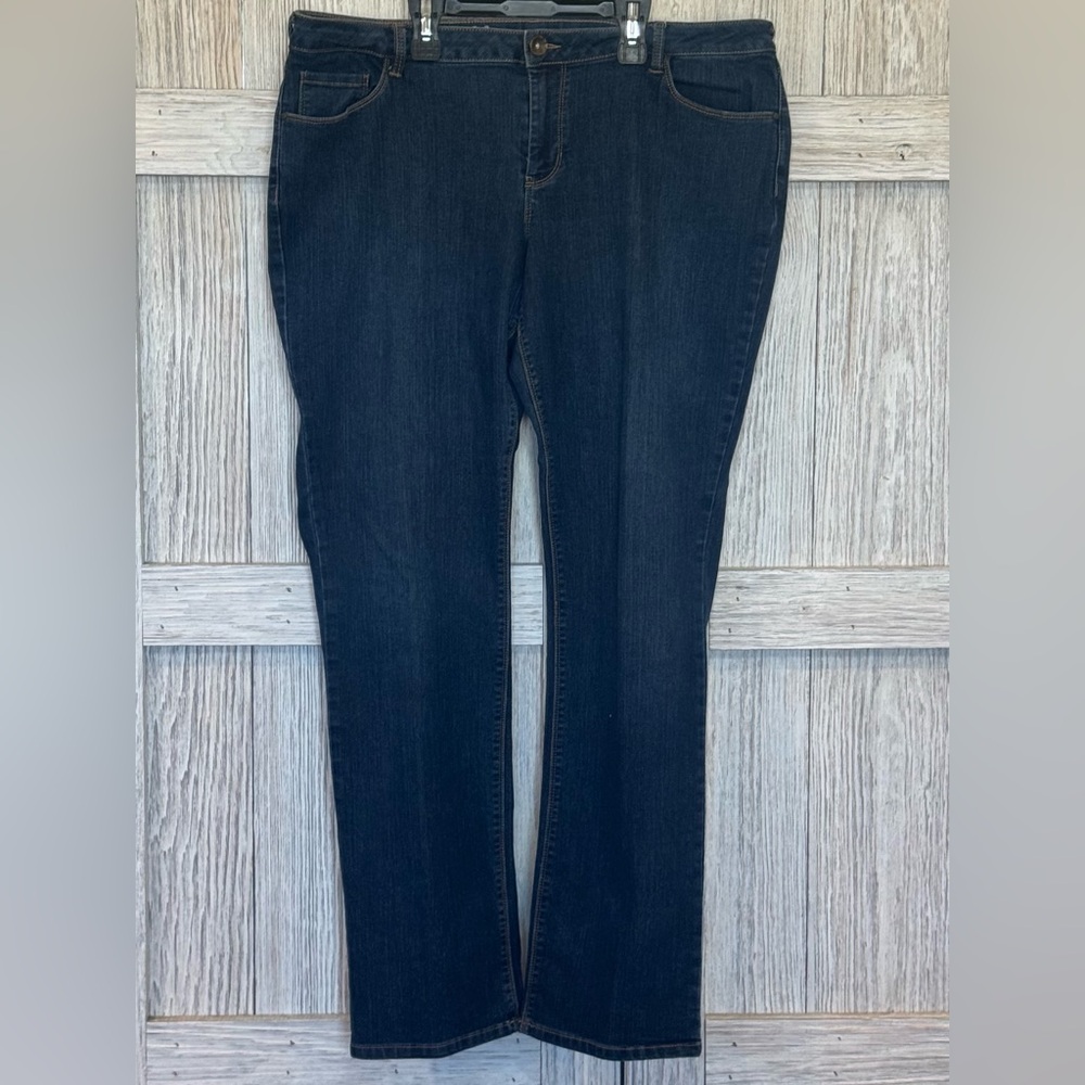 Natural Reflections Dark Blue Women's Straight Leg Jeans Sz 18T